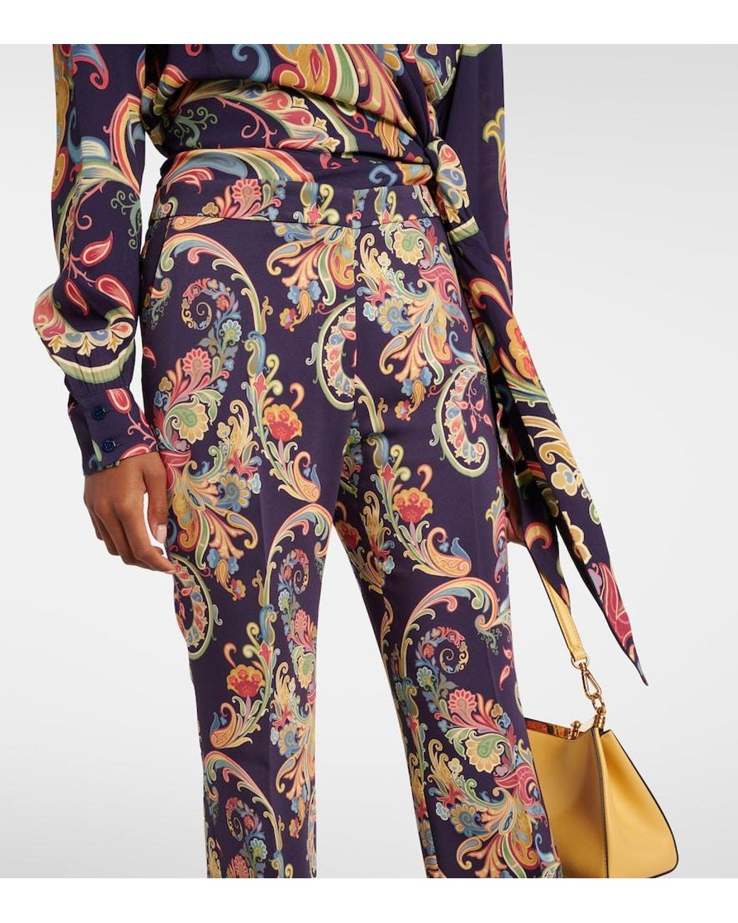 Etro Blue Paisley High-Rise Flared Pants