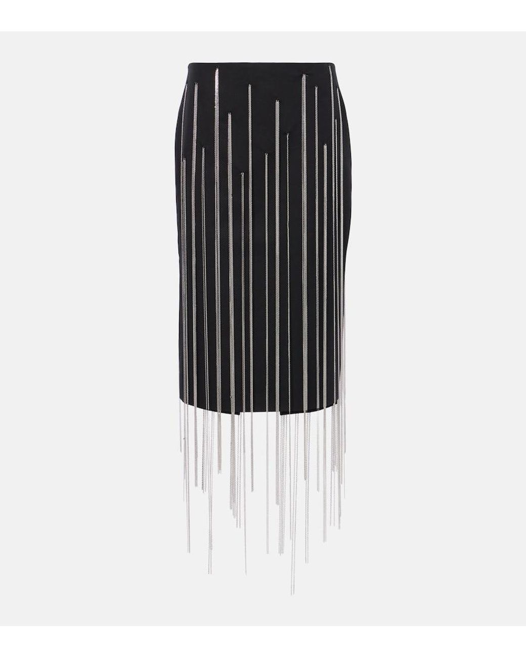 Victoria Beckham Black Chain-Detail Midi Skirt