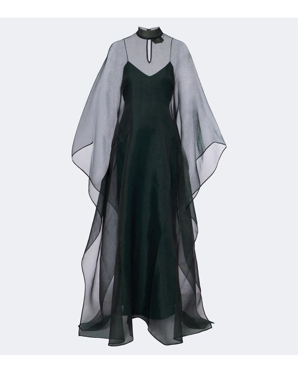 Taller Marmo Blue Sphinx Sheer Draped Organza Kaftan