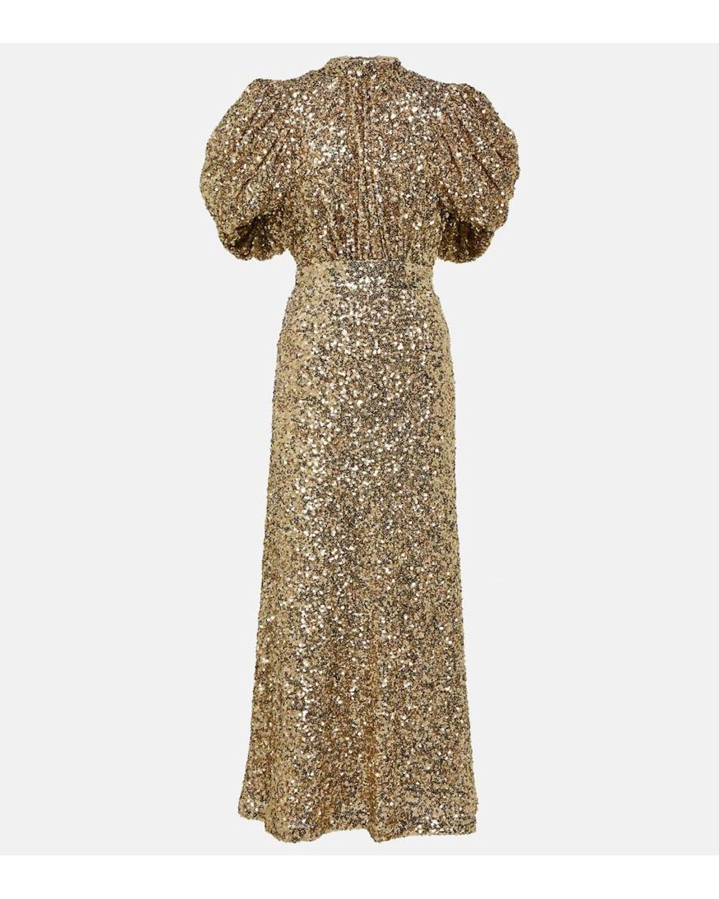 ROTATE BIRGER CHRISTENSEN Sequined Puff-Sleeve Midi Dress in