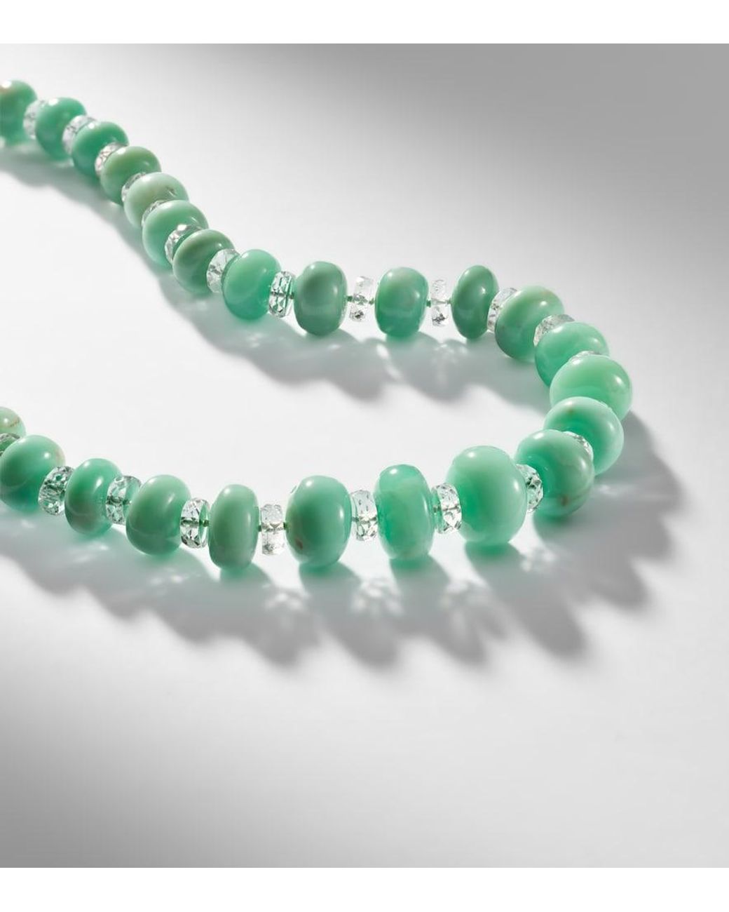 Ileana Makri Green Beaded Necklace With Chrysoprases, Topaz, And Diamonds