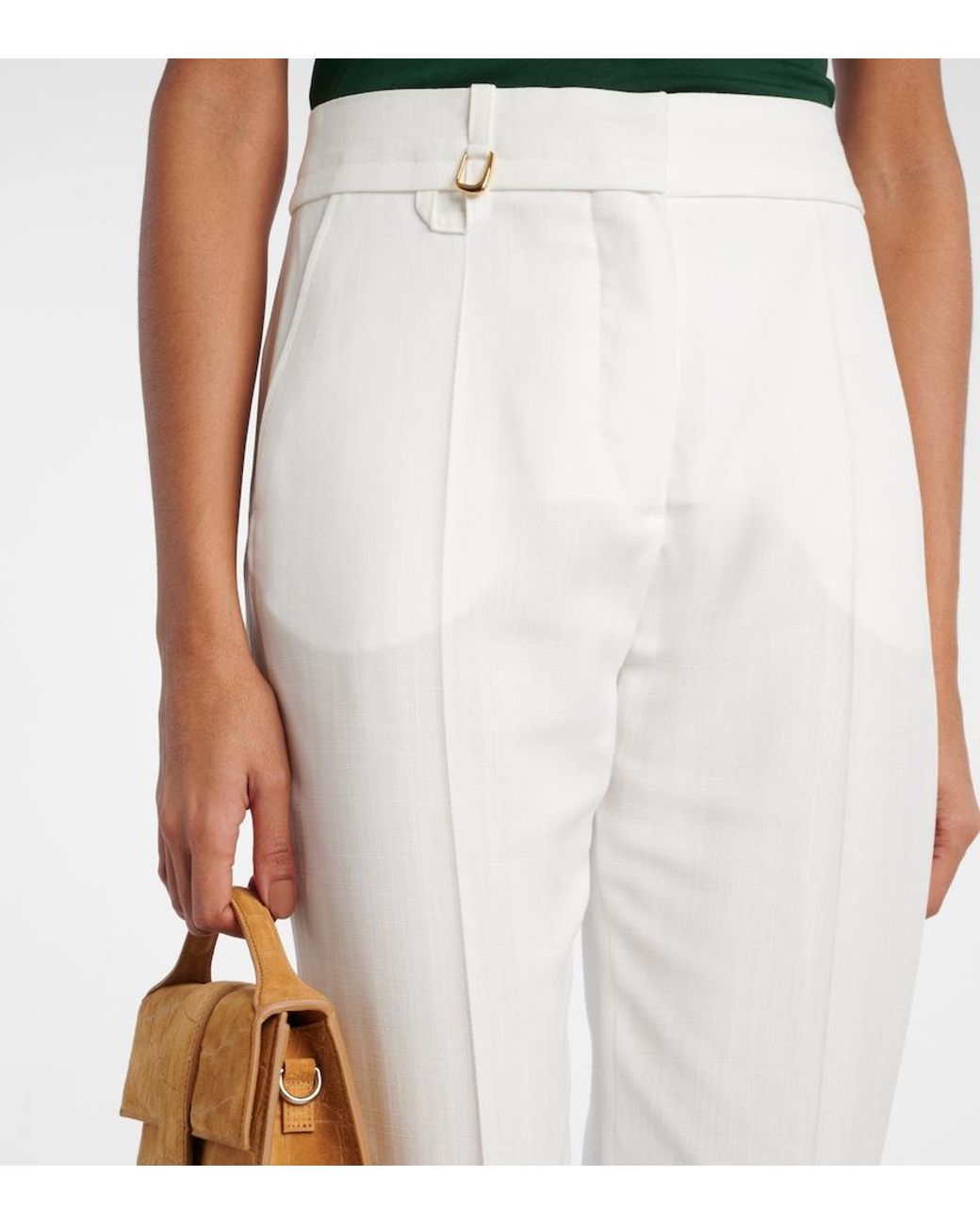 Jacquemus White Tibau High-Rise Canvas Slim Pants
