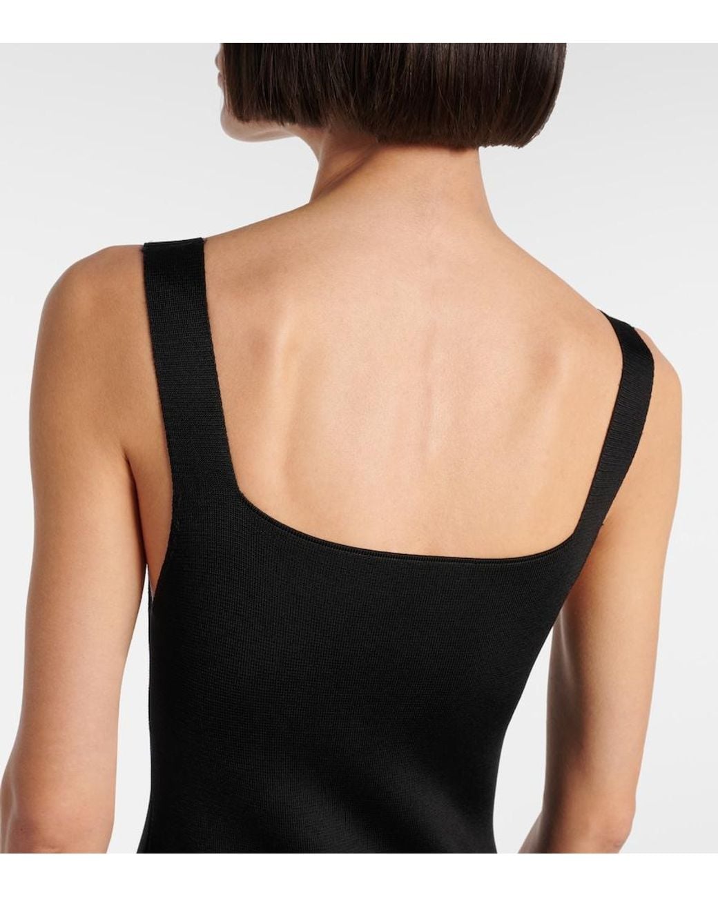 Khaite Black Dixi Knitted Midi Dress