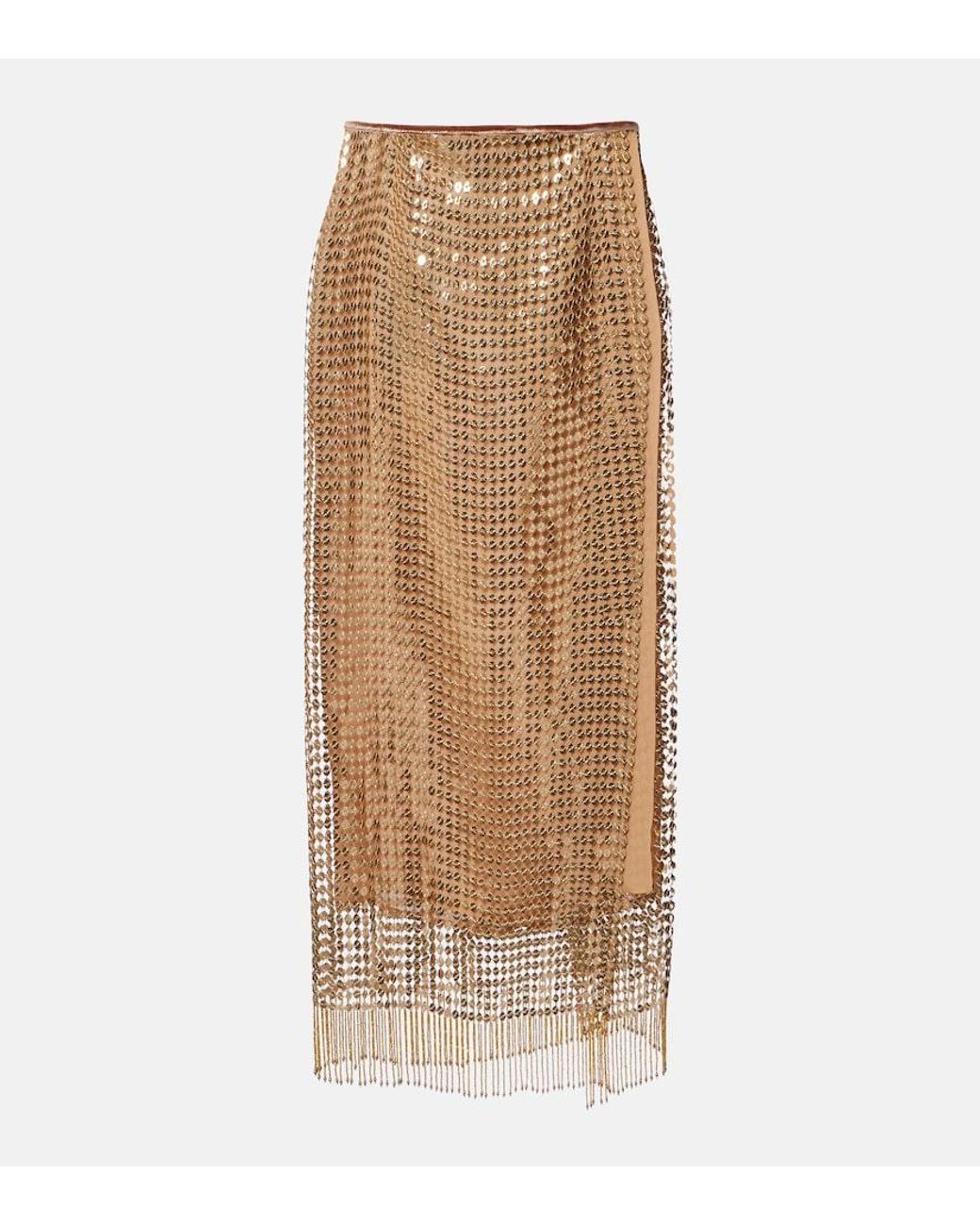 Roberto Cavalli Natural Embellished Wrap Skirt