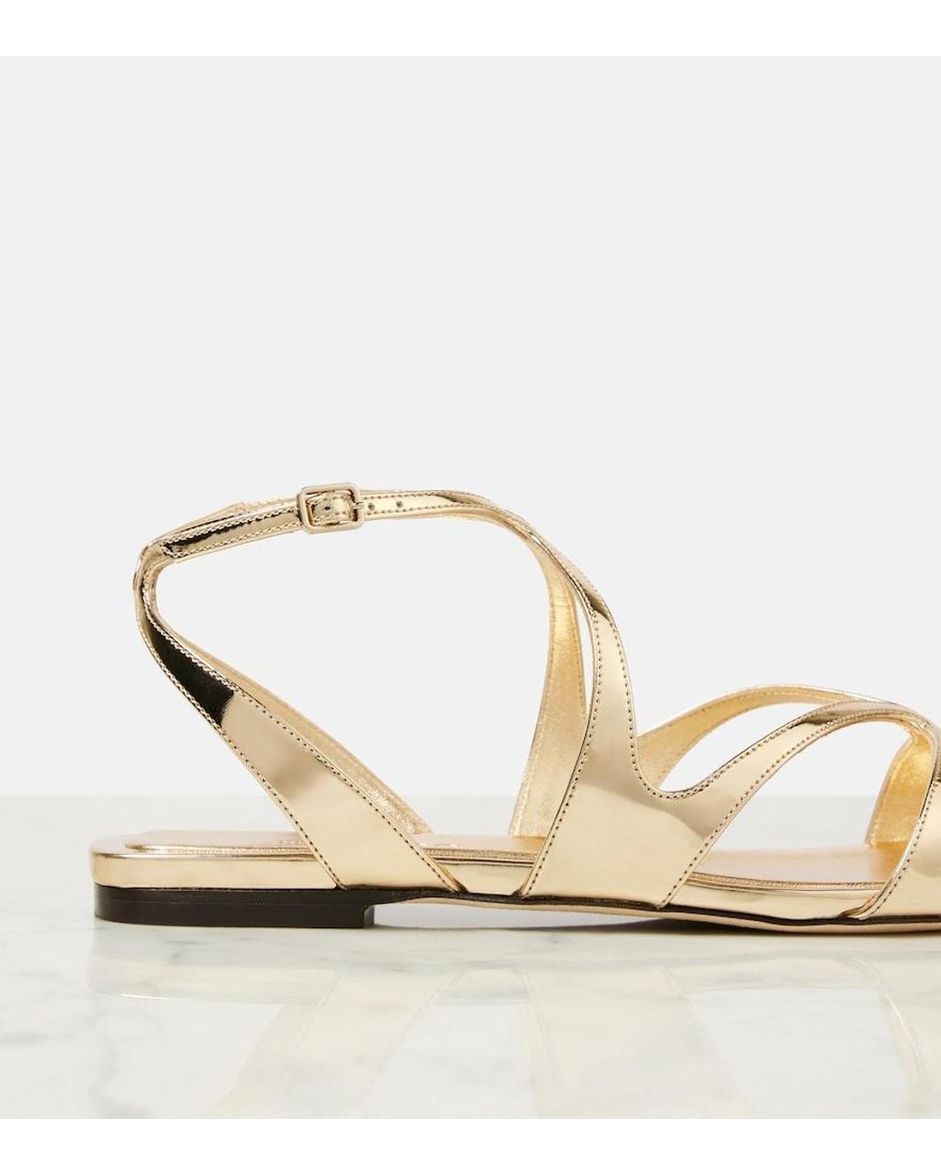 Jimmy Choo Ayla Metallic Leather Sandals