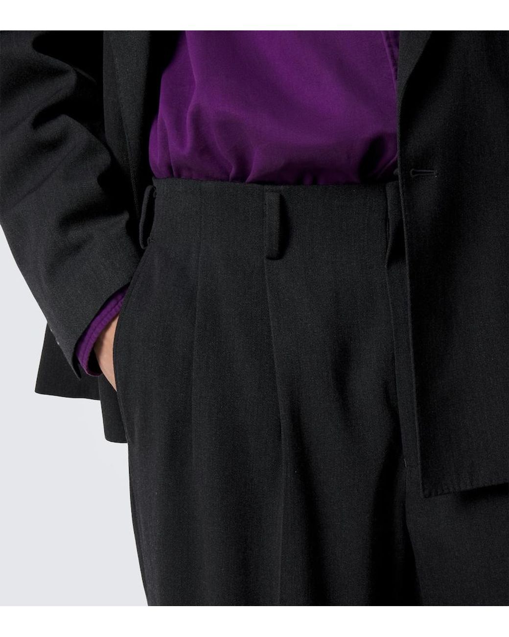 A.PRESSE Black Wool Straight Pants for men