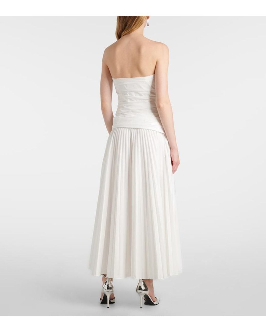 Jonathan Simkhai White Arie Strapless Cotton-Blend Midi Dress