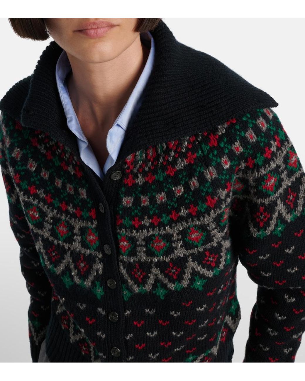 Polo Ralph Lauren Black Wool And Cotton-Blend Cardigan