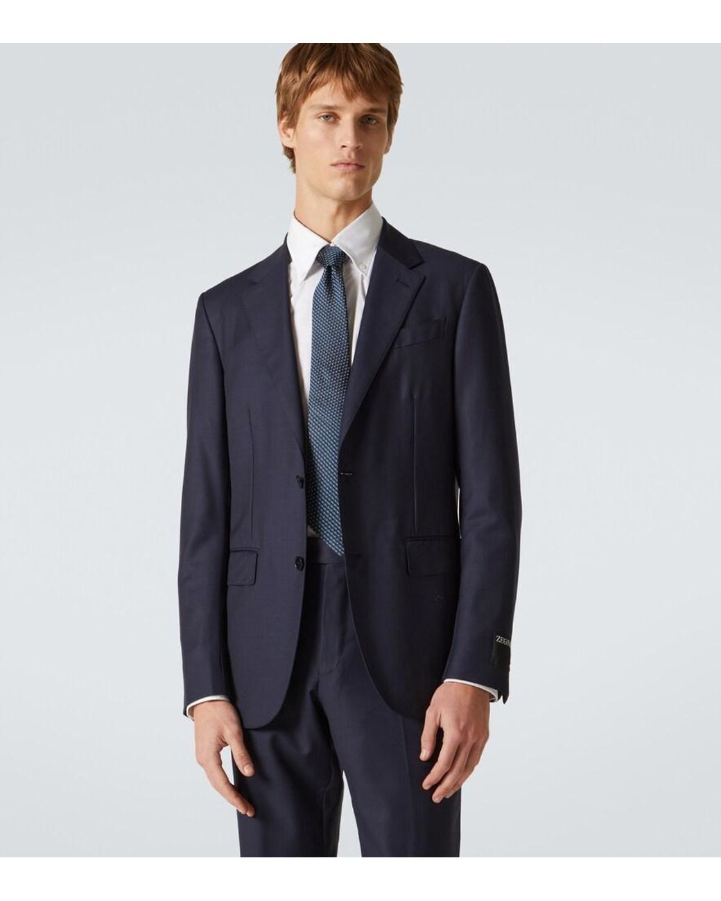 Zegna Blue Silk Jacquard Tie for men