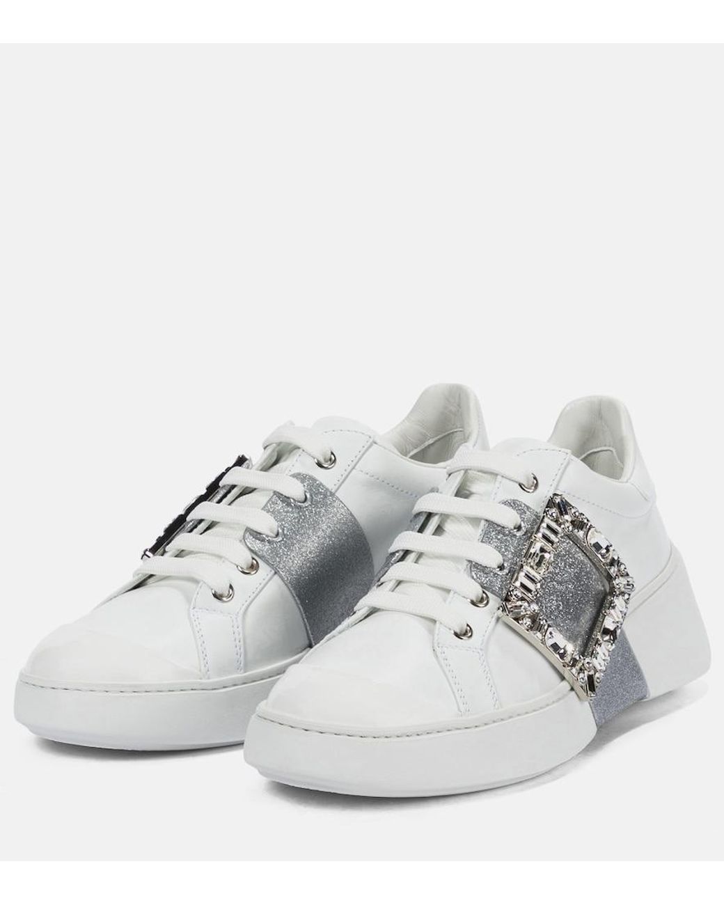 Roger Vivier White Viv' Skate Leather Sneakers