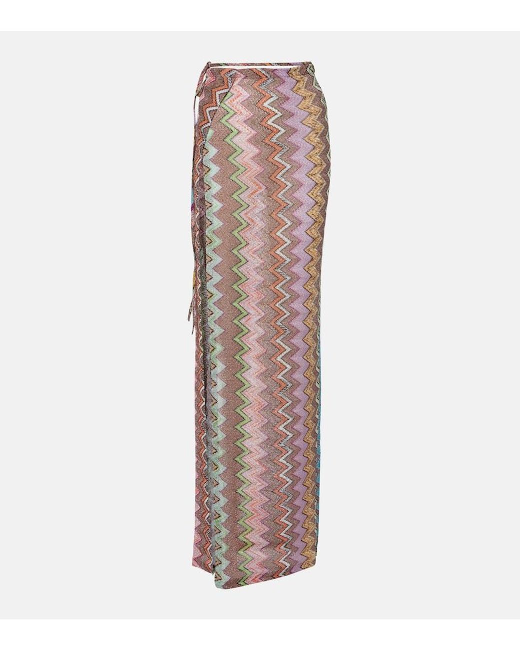 Missoni Brown Zigzag Lame Wrap Skirt
