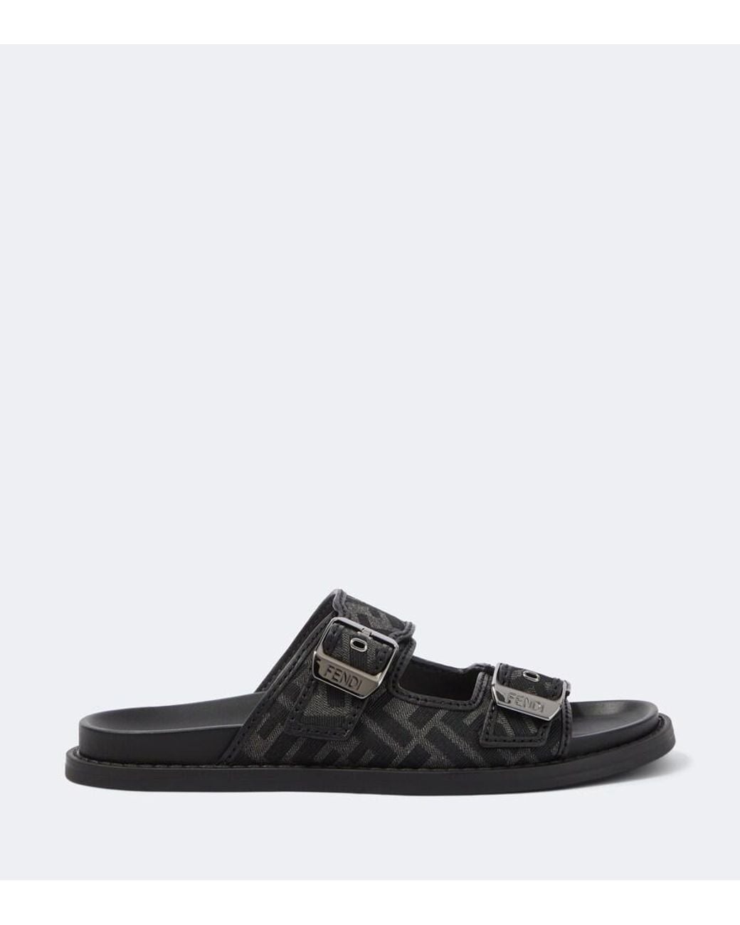 Fendi Black Feel Ff Zucca Jacquard Slides for men