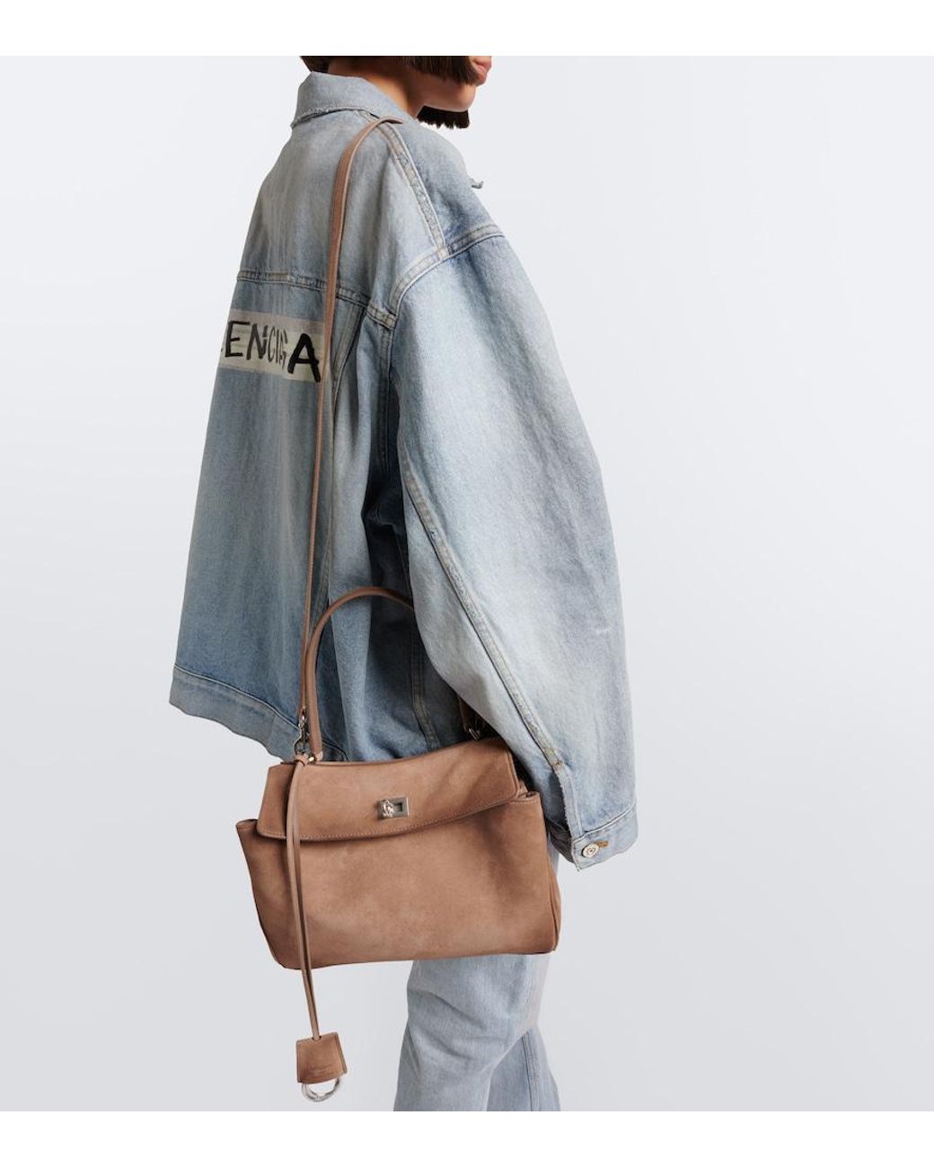 Balenciaga Brown Rodeo Small Suede Top-Handle Bag