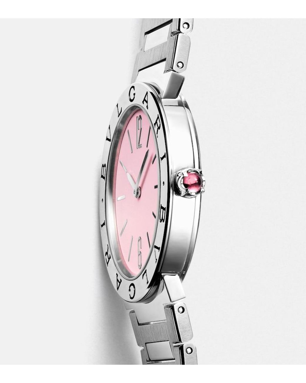 BVLGARI Multicolor 33Mm Stainless Steel Watch With Rubellite