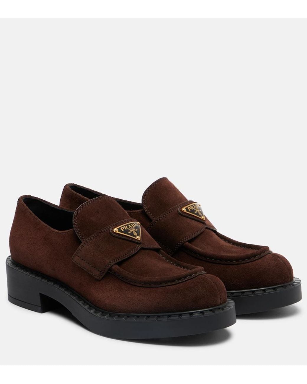Prada Brown Chocolate Suede Loafers