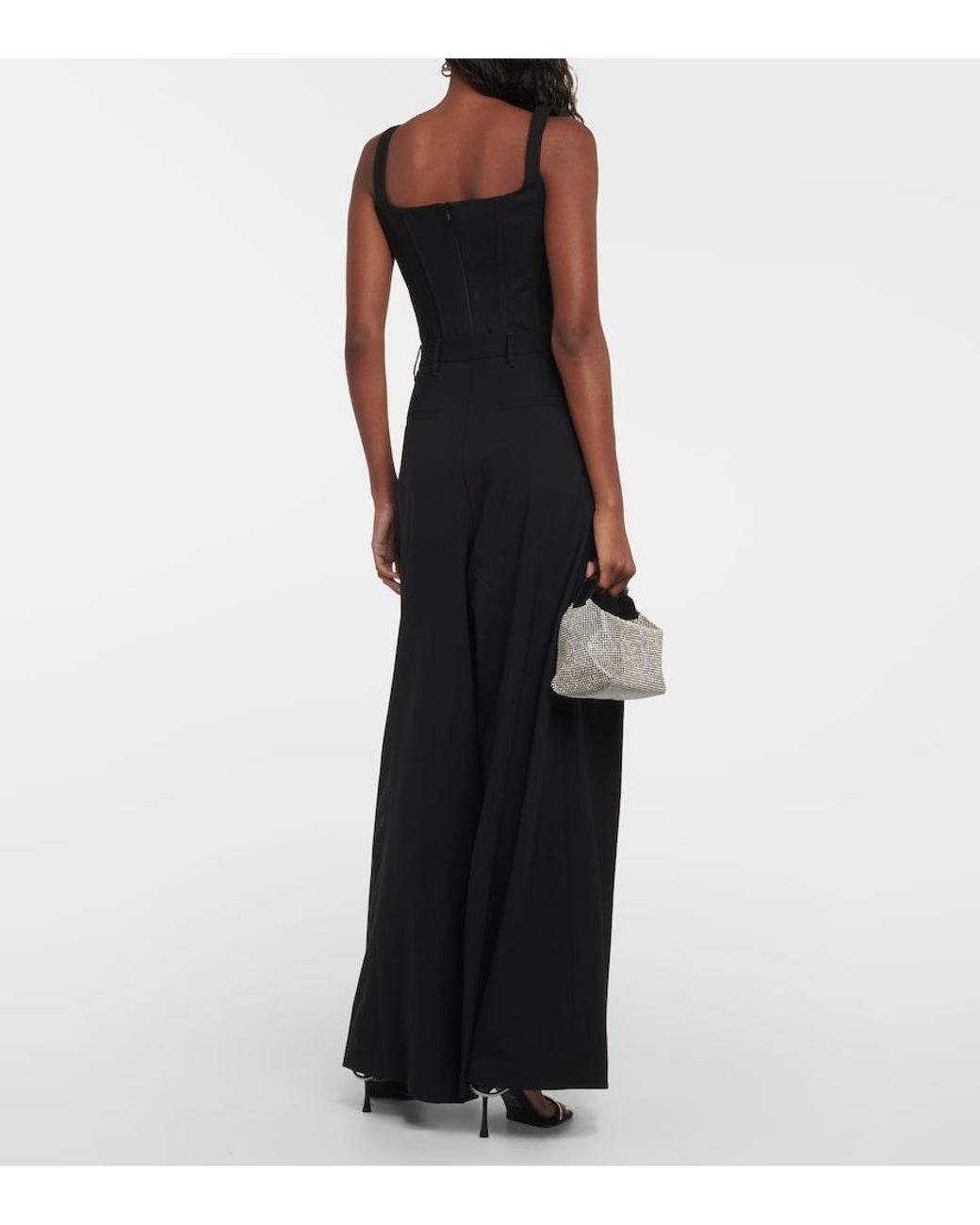 GIUSEPPE DI MORABITO Black Wool-Blend Wide-Leg Pants