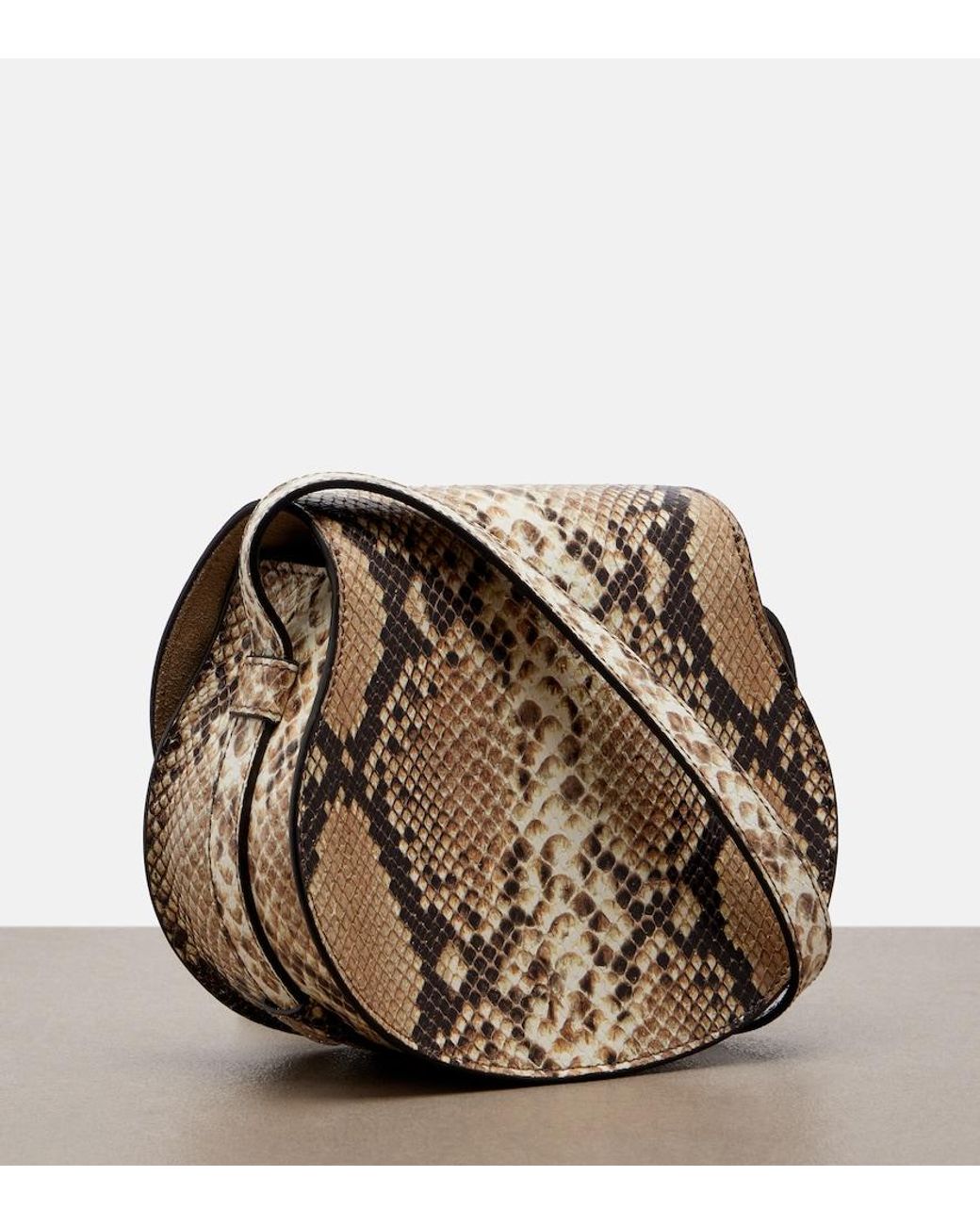 Chloé White Marcie Mini Snake-Effect Leather Crossbody Bag