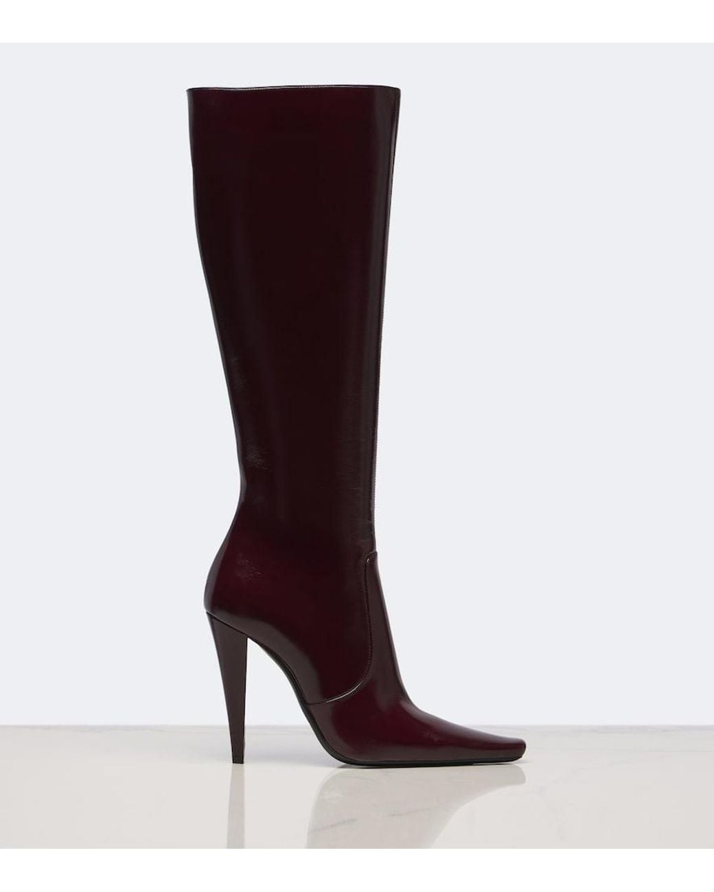 Saint Laurent Red 77 Leather Knee-High Boots