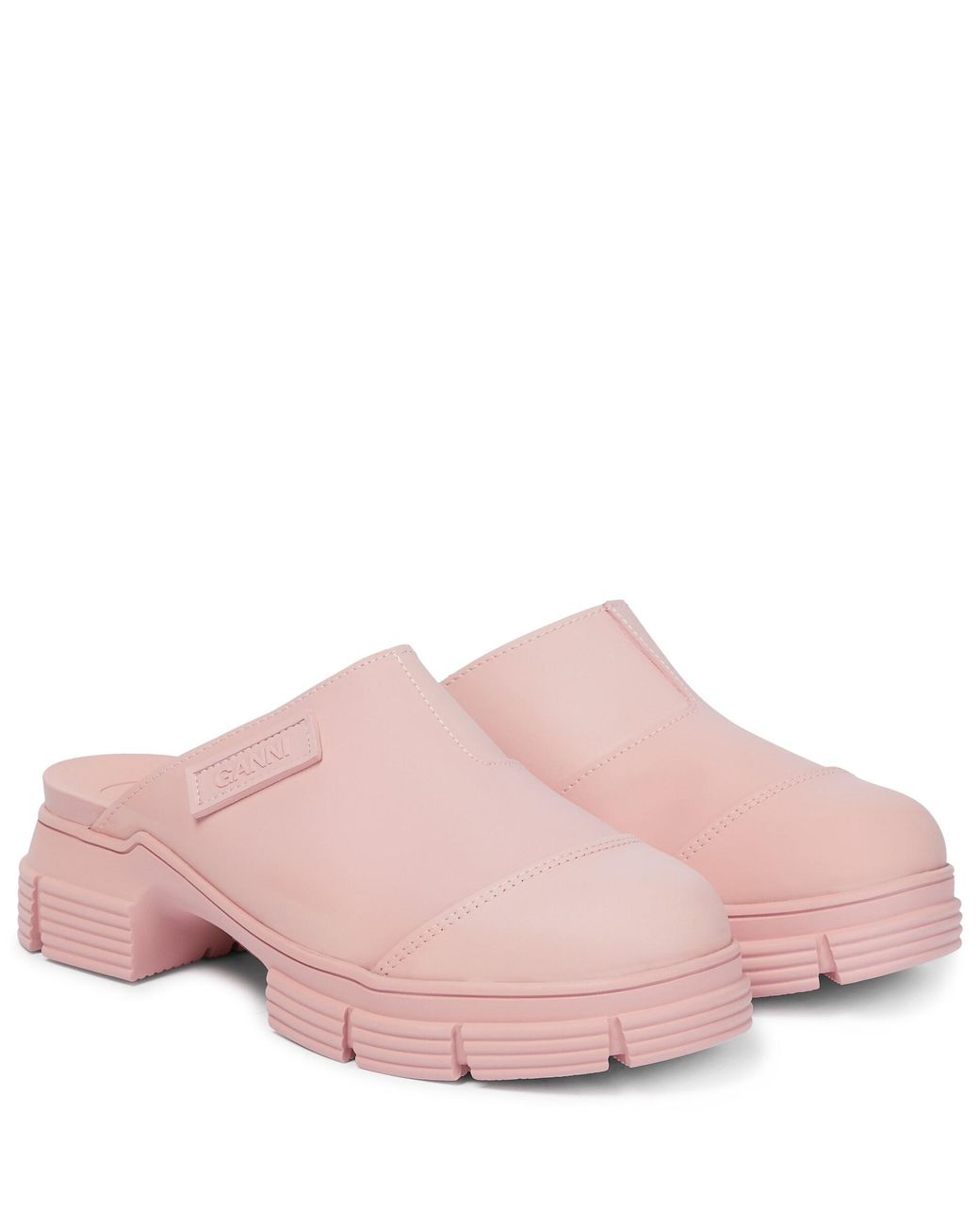 Ganni Logo Rubber Clogs in Pink Lyst