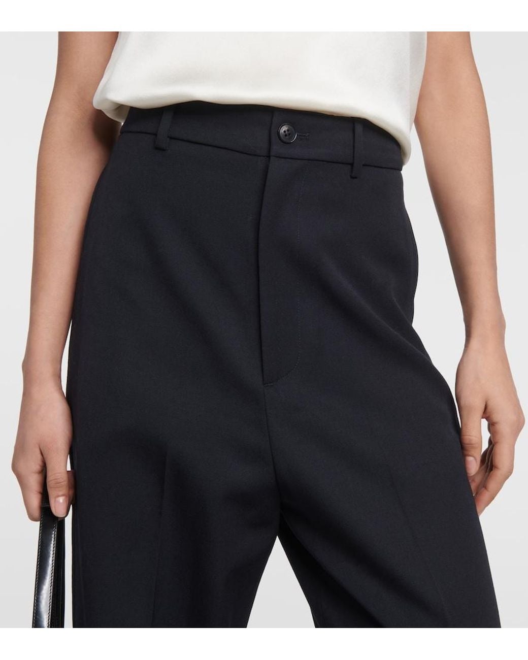 Nili Lotan Blue Johan Virgin Wool Wide-Leg Pants