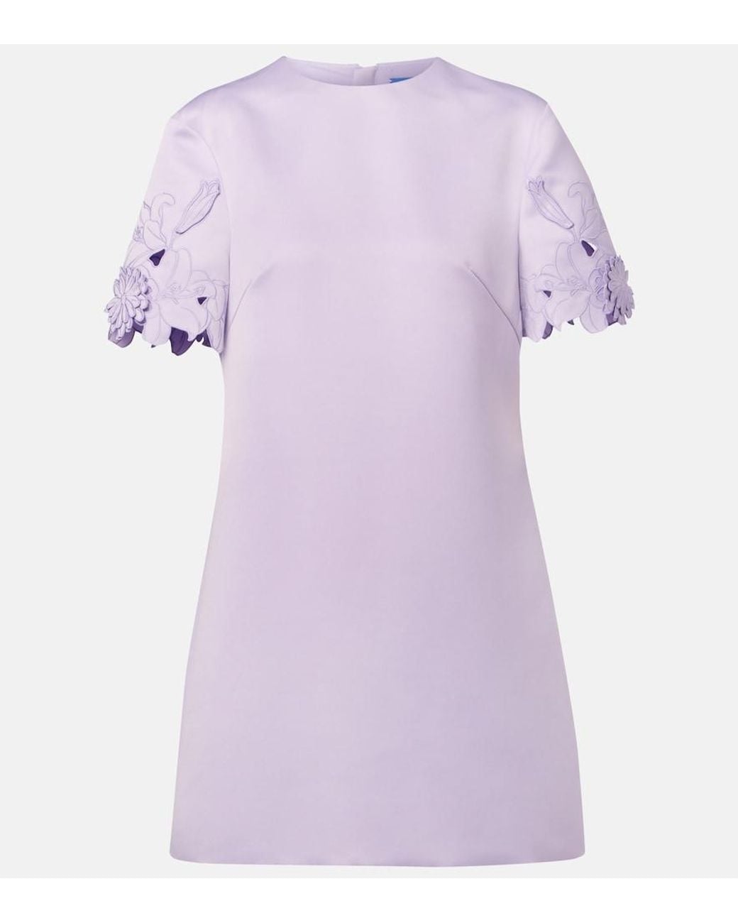 LEO LIN Purple Aurie Floral-Applique Minidress