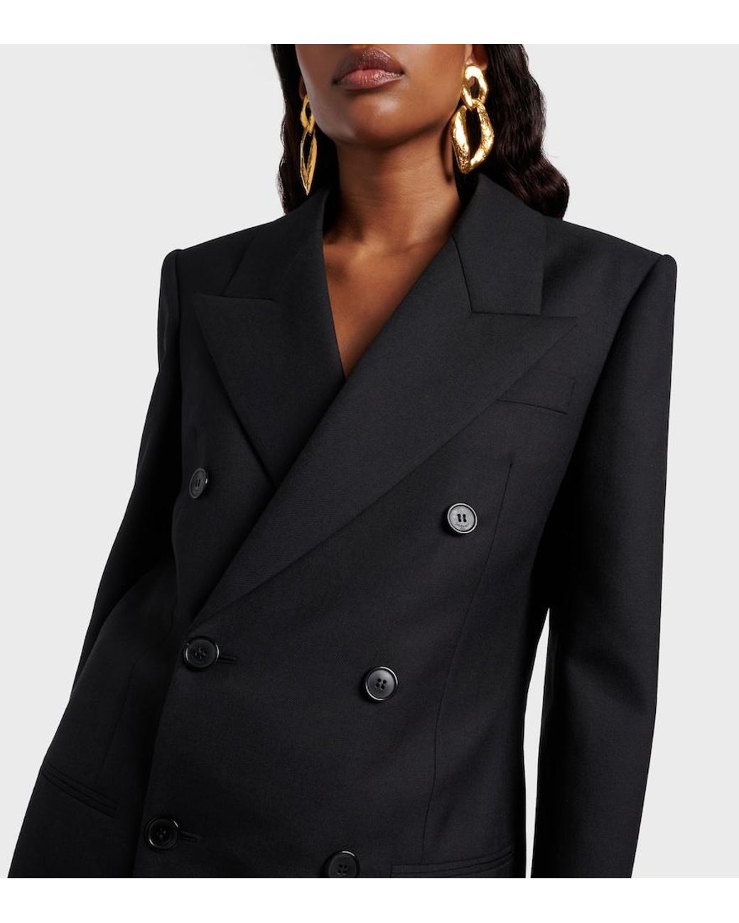 Saint Laurent Black Double-Breasted Wool Blazer