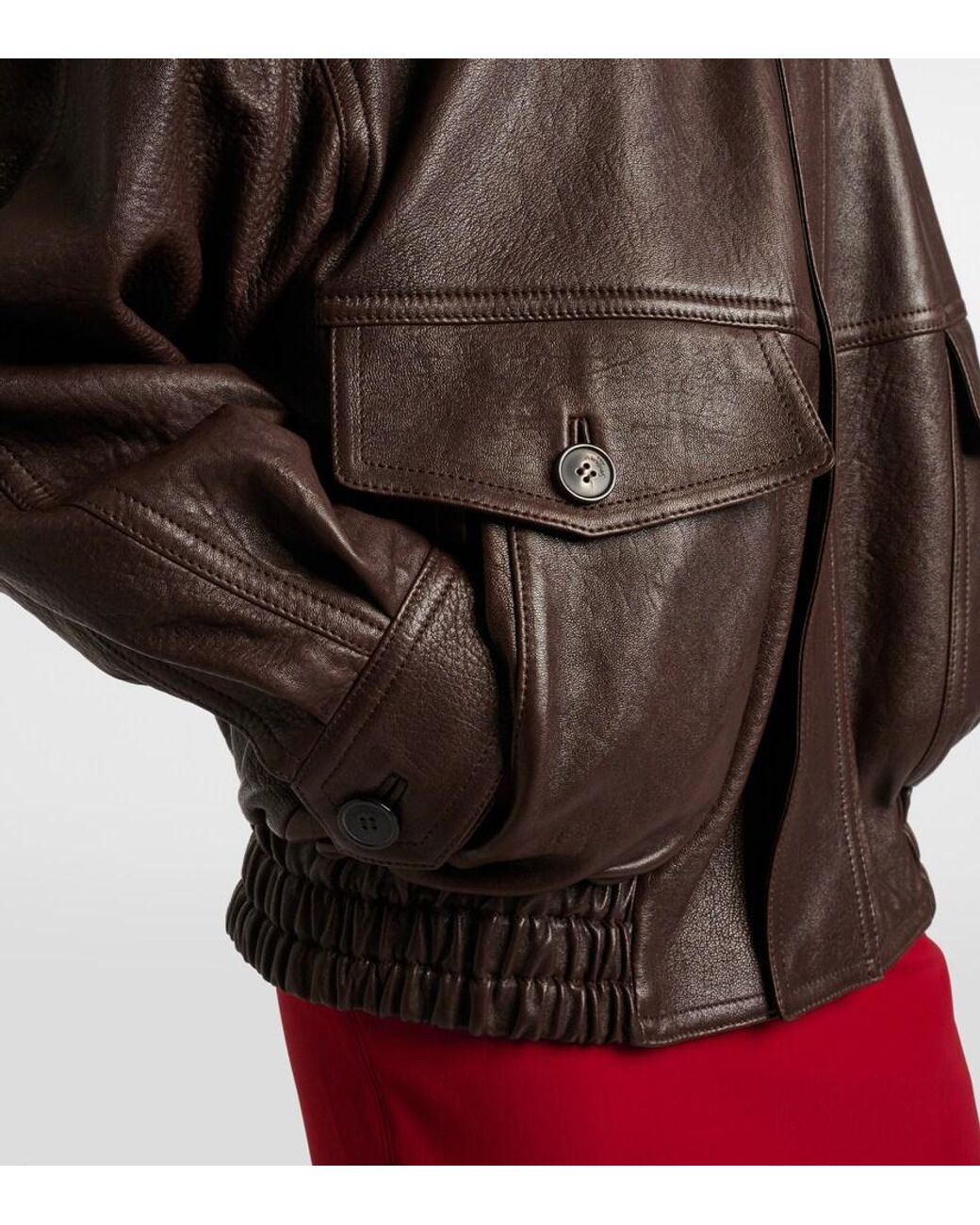 Saint Laurent Brown Leather Bomber Jacket