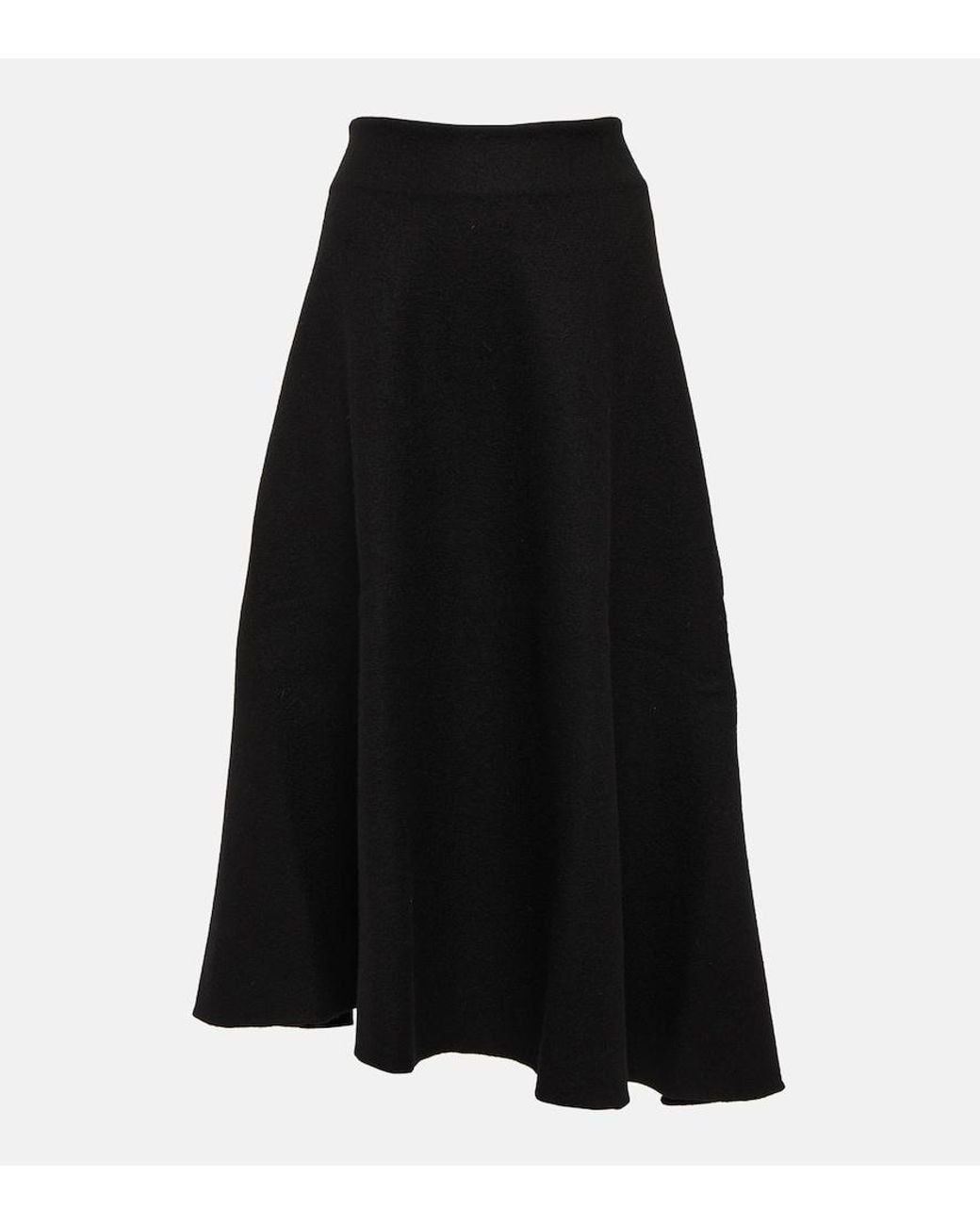 Jil Sander Black Virgin Wool Midi Skirt