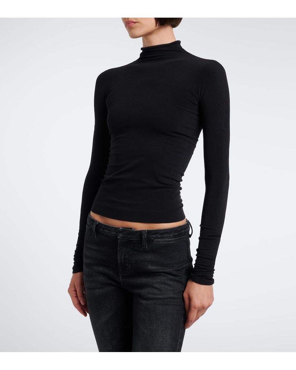 Gucci Blue Jersey Turtleneck Top