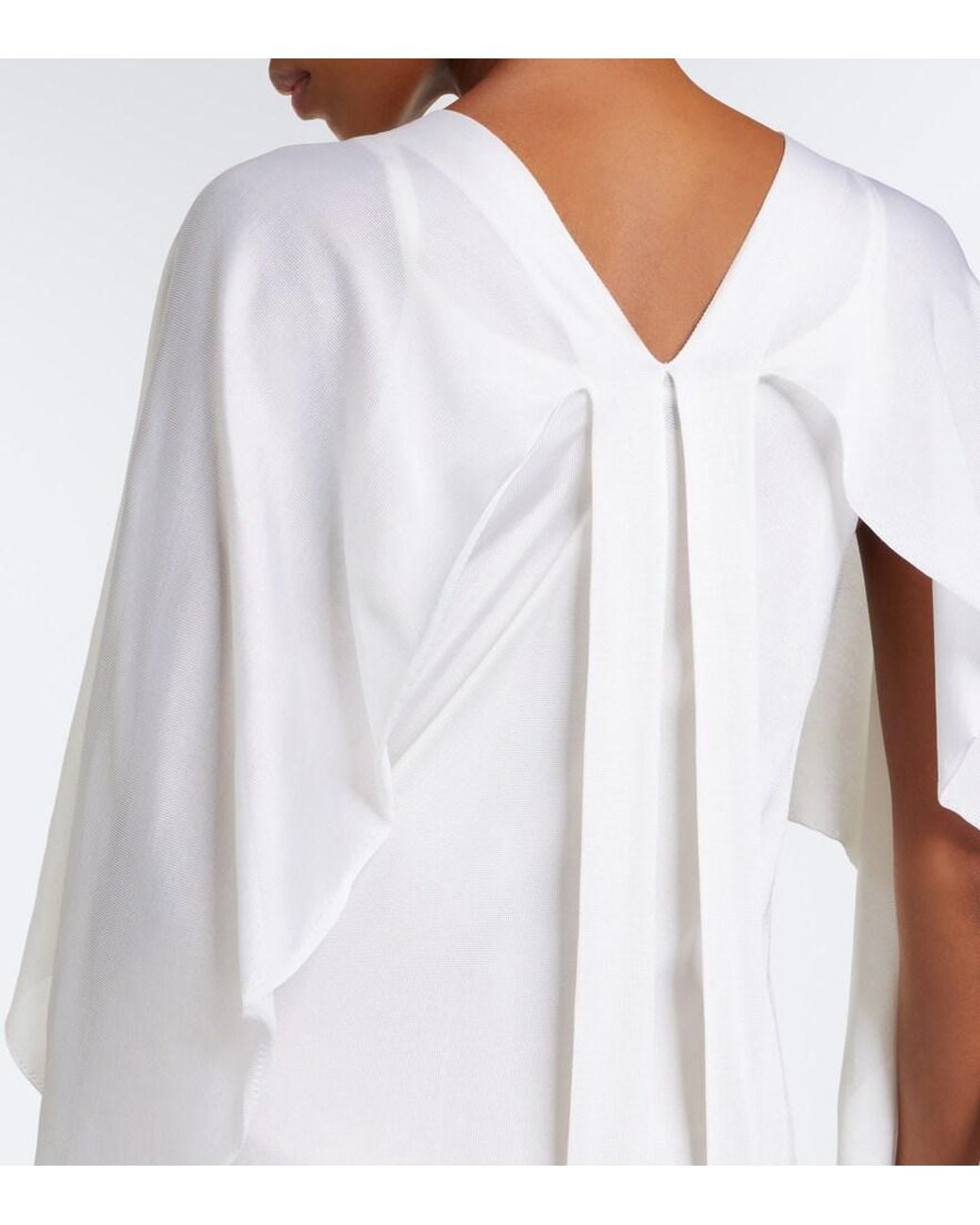 Fendi White Draped Caped Silk Gown