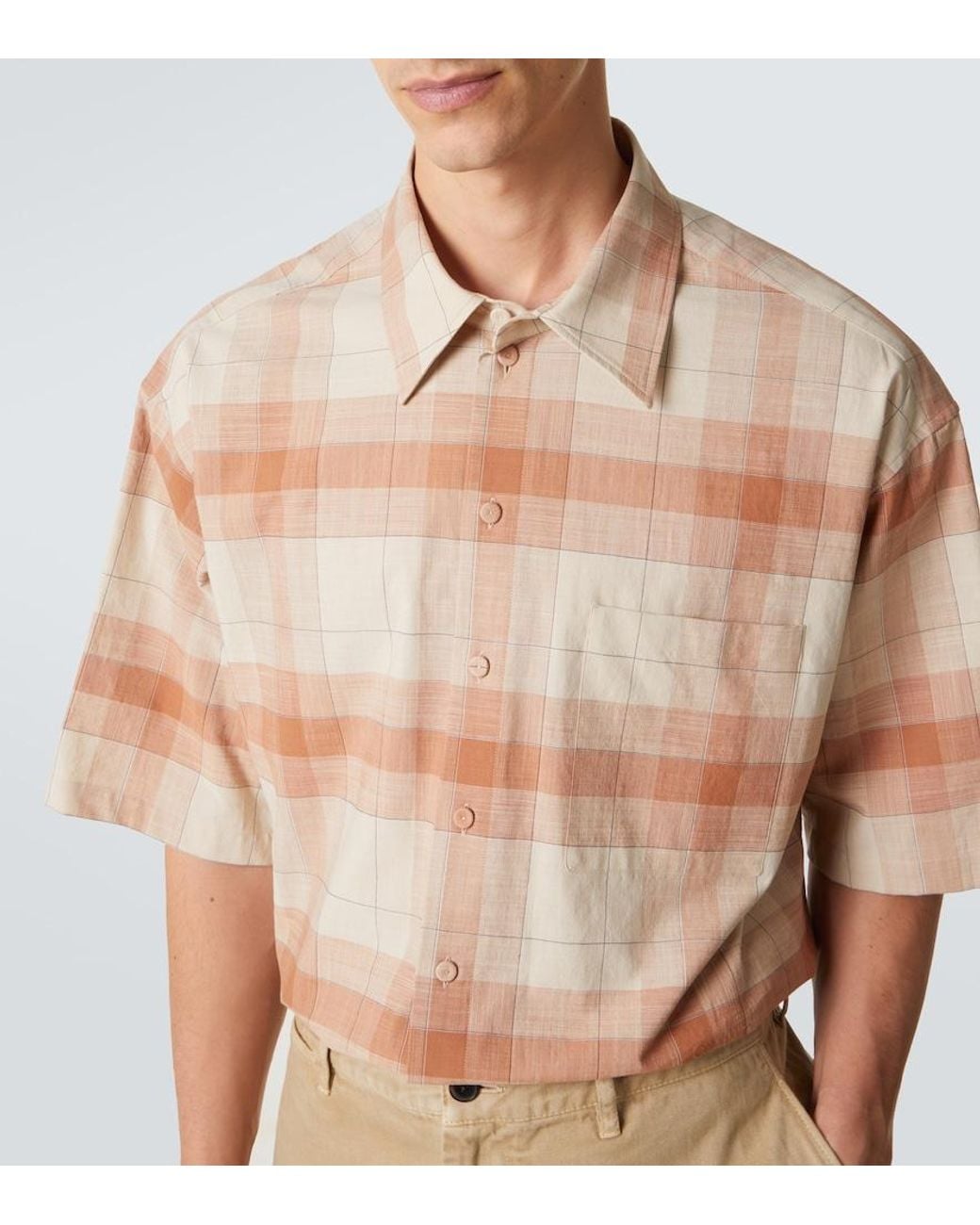 Calvin Klein Pink Tommy Checked Oversized Cotton Bowling Shirt for men
