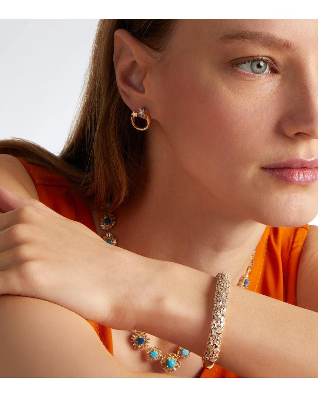 Suzanne Kalan Metallic 18Kt Cuff Bracelet With Diamonds