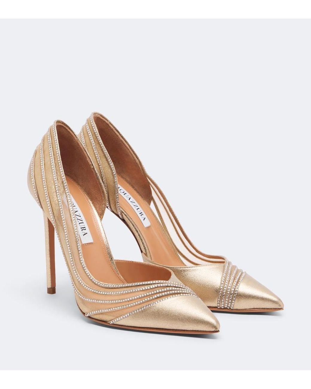 Aquazzura Natural Dream Girl Embellished Leather Pumps