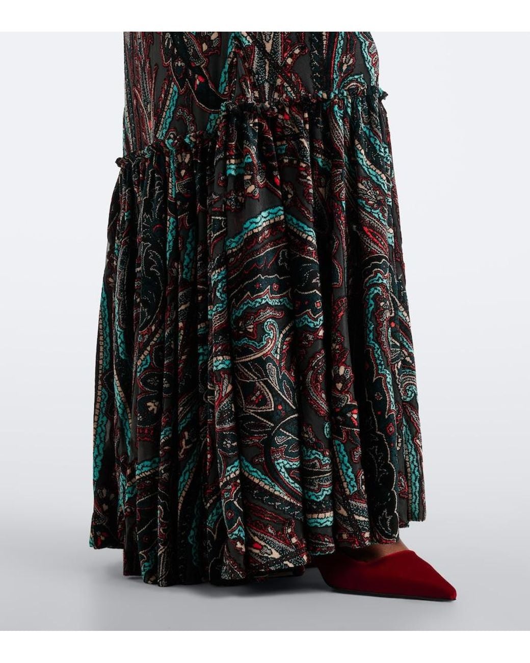 Etro Black Paisley Jersey And Chenille Gown