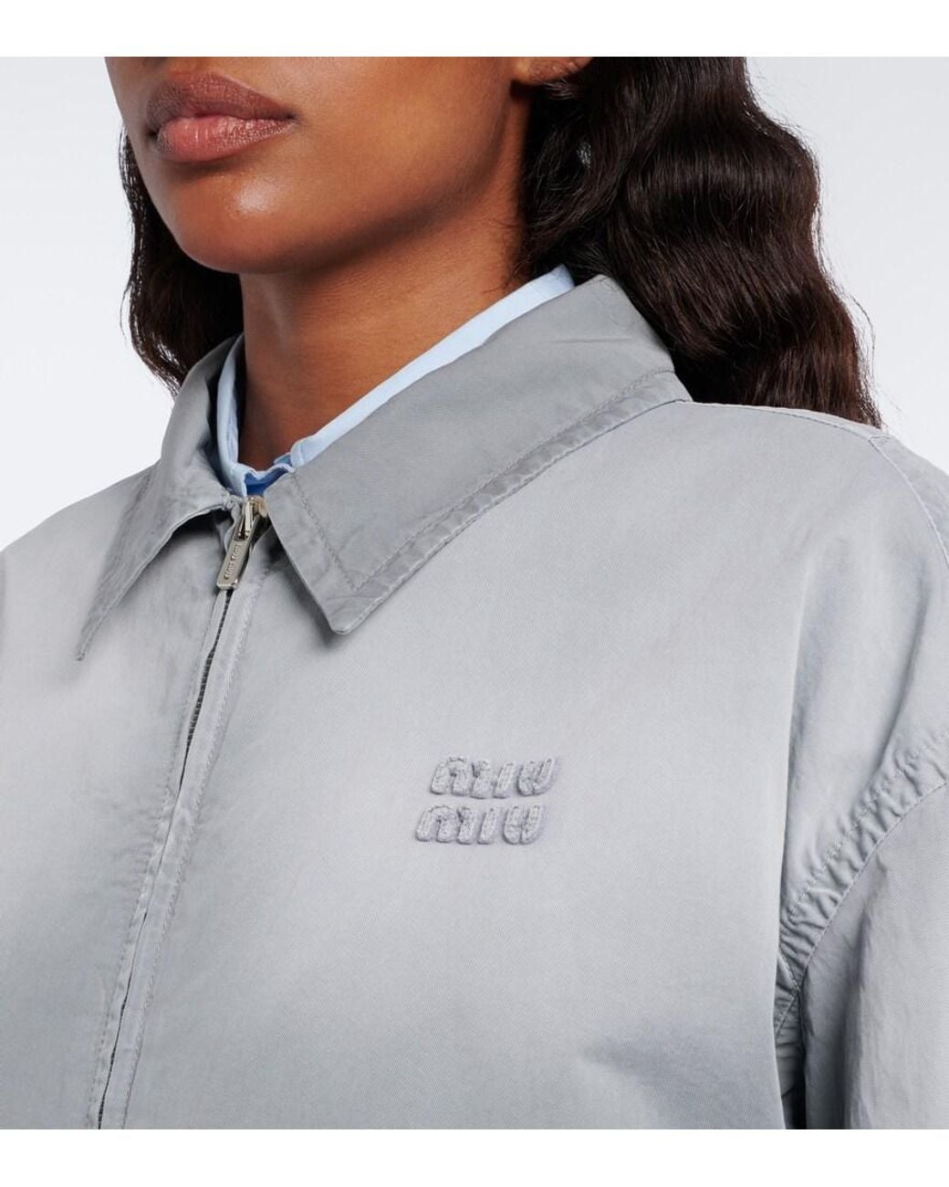 Miu Miu Gray Cotton Twill Blouson Jacket