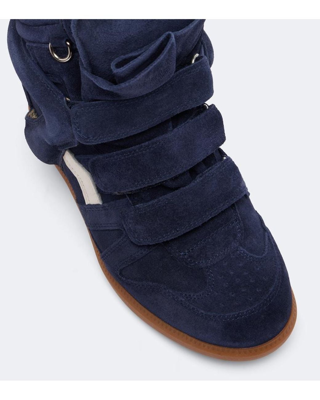 Isabel Marant Blue Beckett Leather And Suede Wedge Sneakers