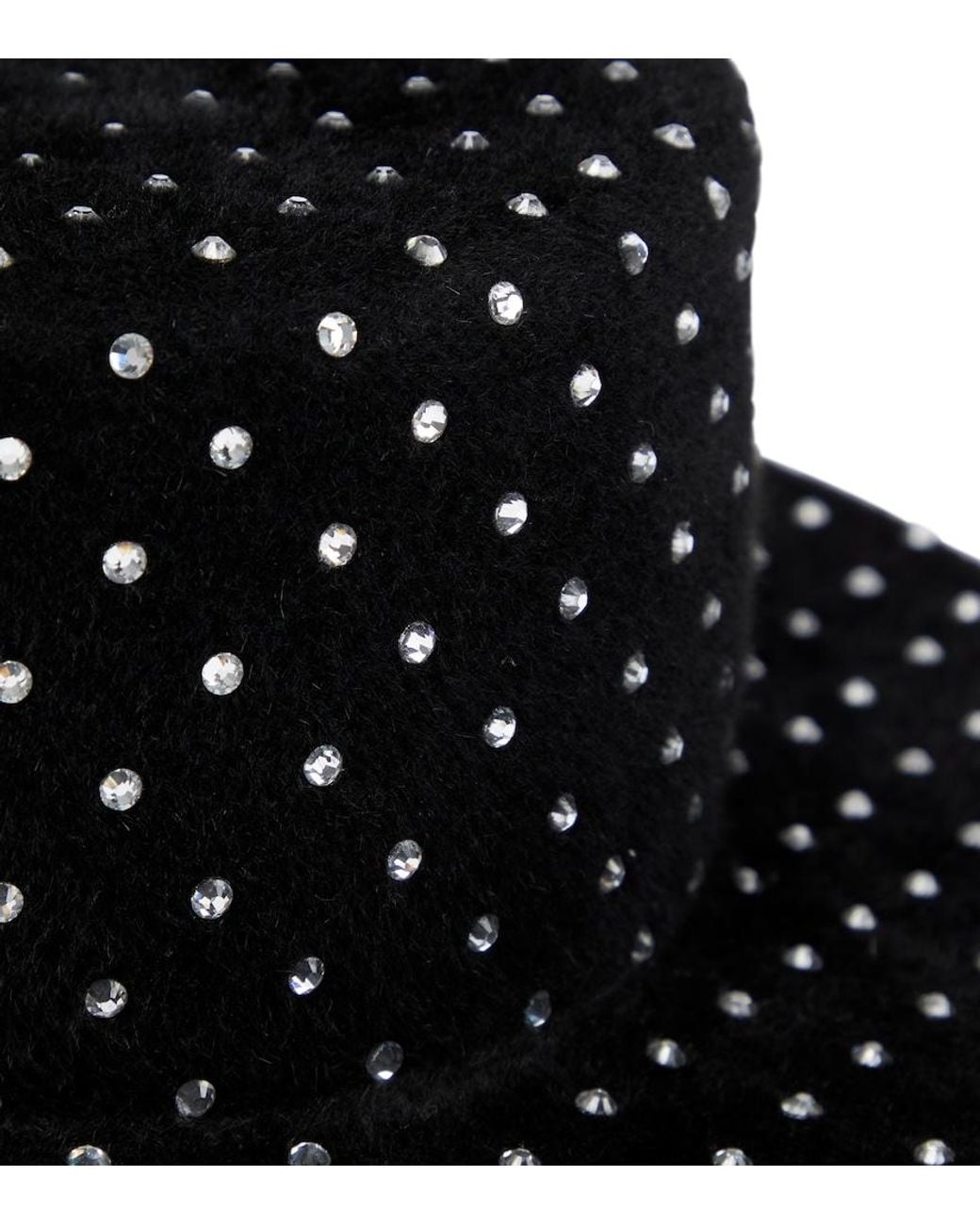 Ruslan Baginskiy Black Embellished Felt Canotier Hat