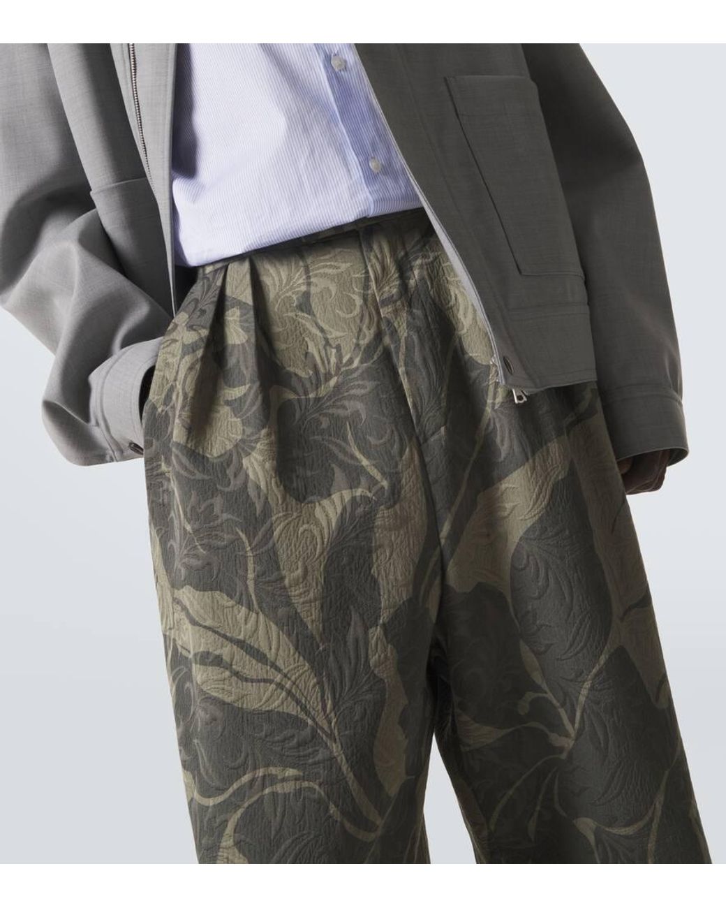 Pantaloni Regular Con Stampa di Dries Van Noten in Green da Uomo