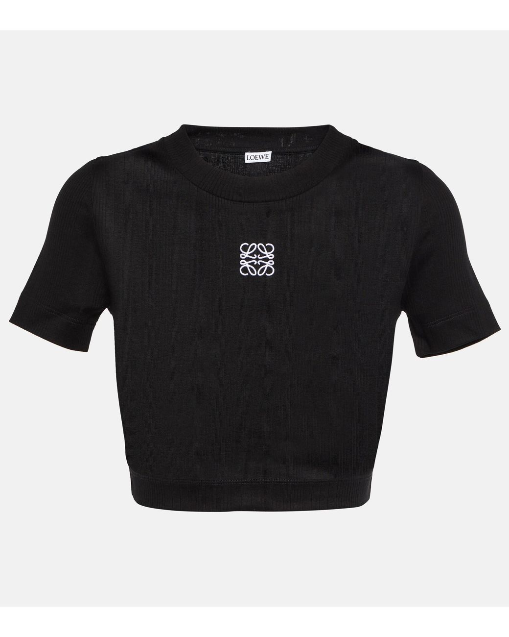 Loewe Anagram Ribbedknit Cotton Crop Top in Black Lyst
