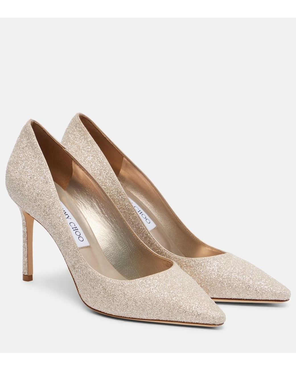 Jimmy Choo Natural Romy 85 Glitter Pumps
