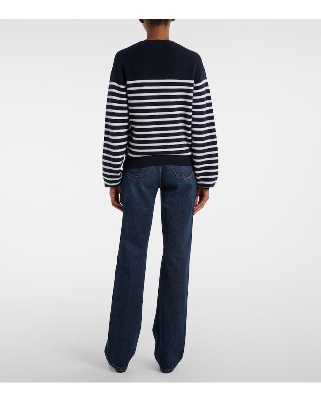 Khaite Blue Viola Striped Cashmere-Blend Sweater