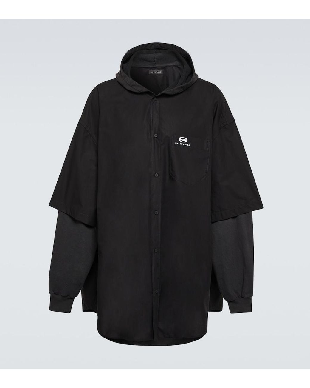 Balenciaga Black Patched Cotton Poplin And Fleece Jacket for men