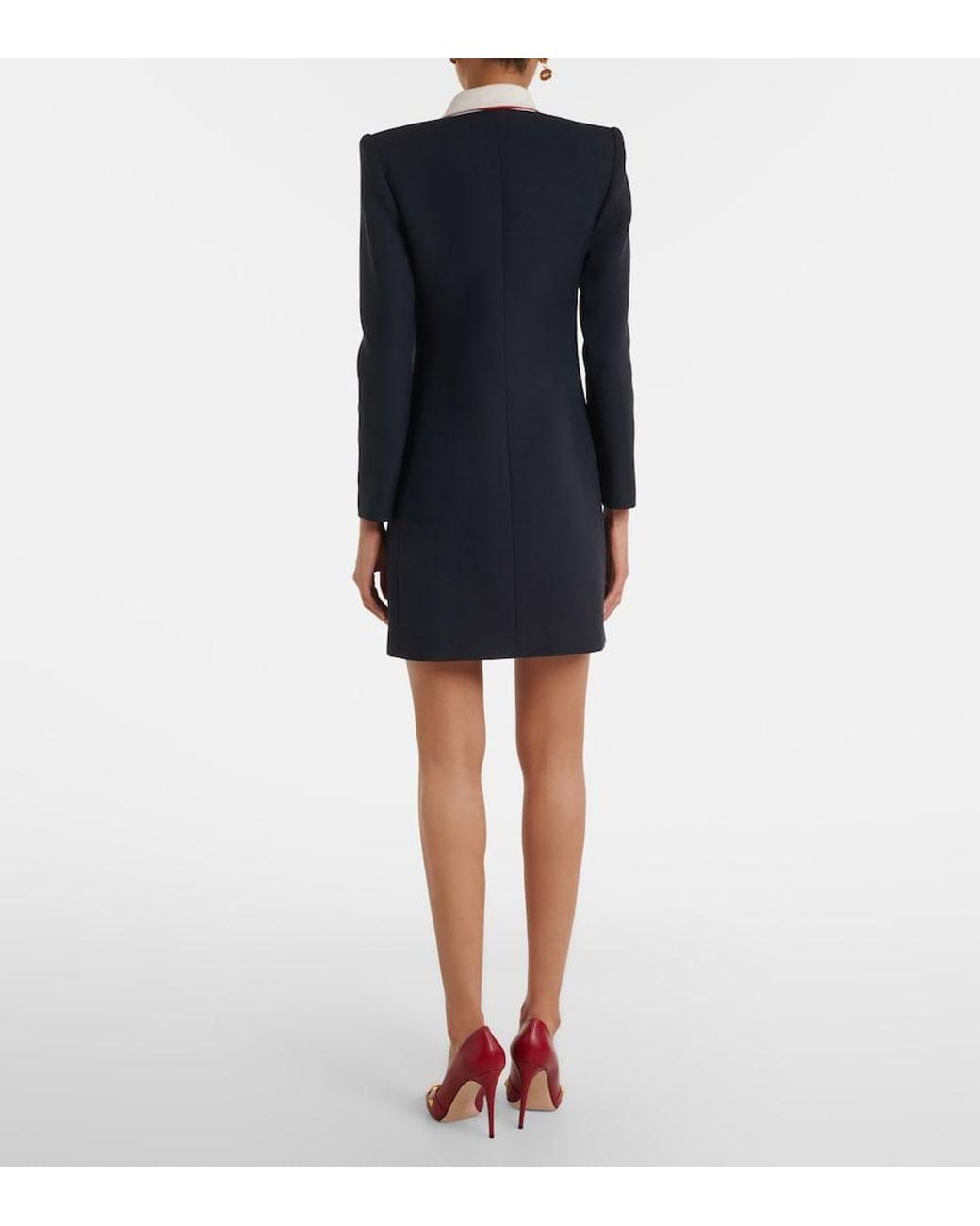 Valentino Garavani Blue Crepe Couture Tie-Neck Minidress