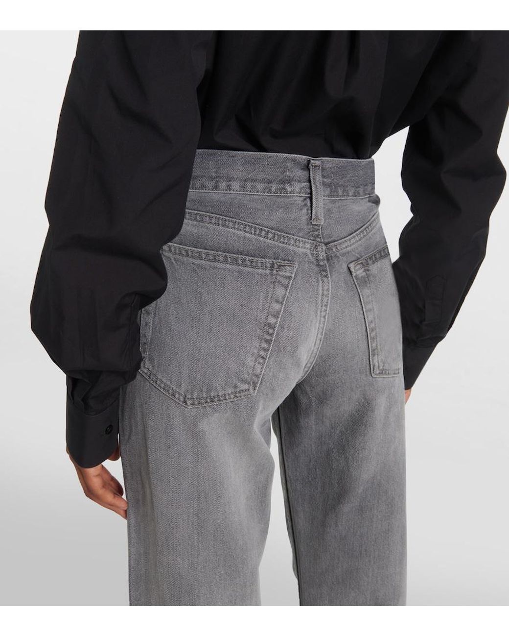Re/done Gray High-Rise Straight Jeans