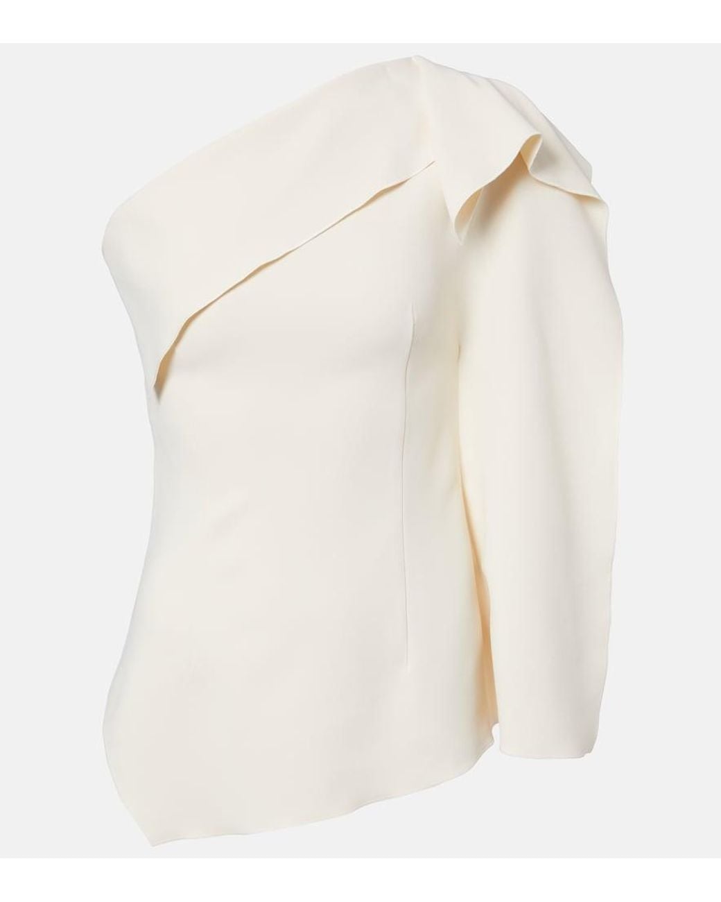 FFORME Natural Lavinia Draped One-Shoulder Top