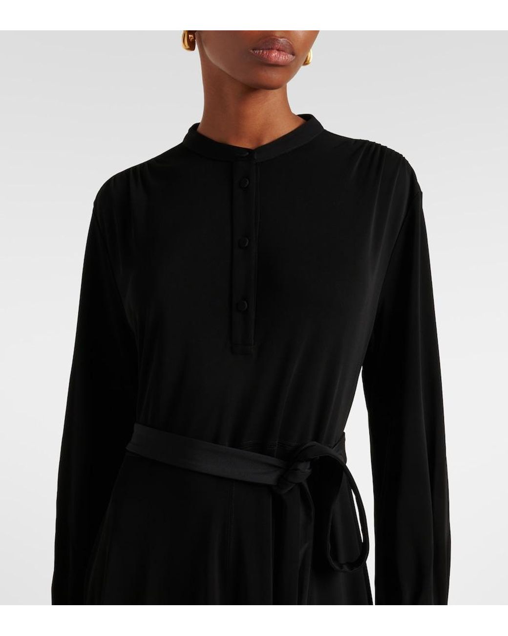 Joseph Black Asymmetric Jersey Midi Dress