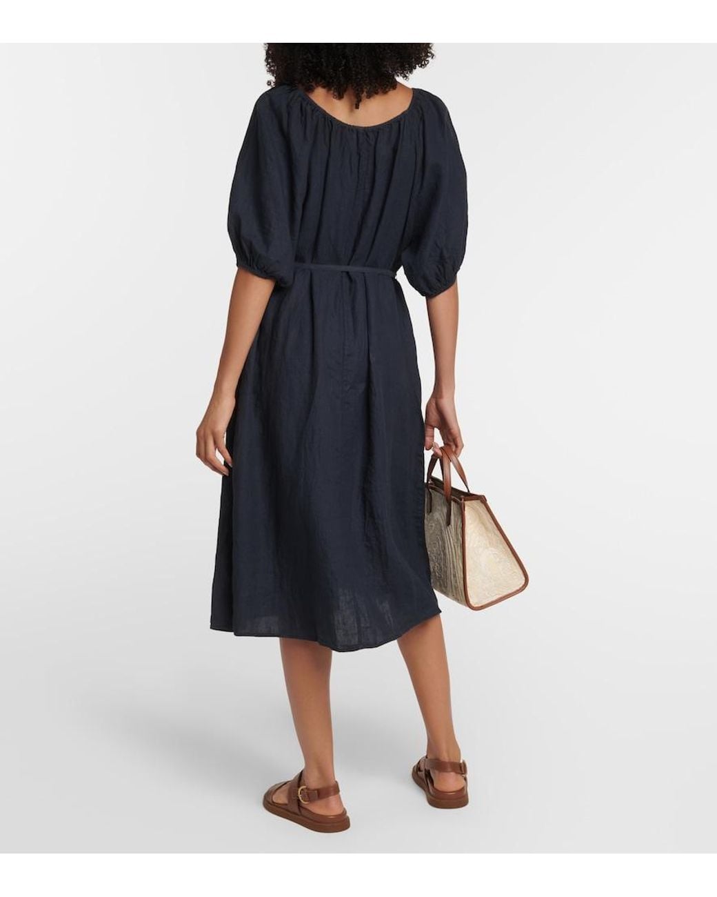 Velvet Blue Elly Off-Shoulder Cotton Midi Dress