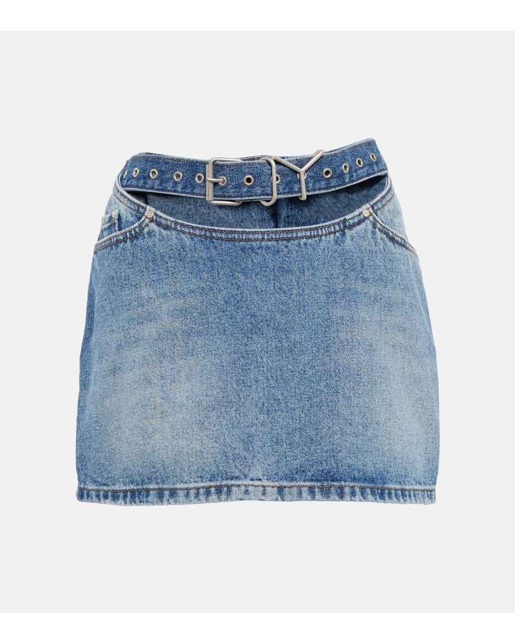 Y. Project Blue Cut-out Denim Miniskirt