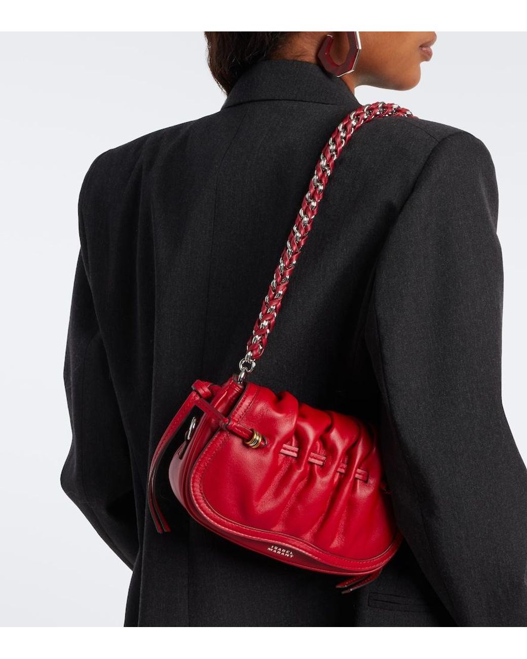 Isabel Marant Red Bolton Xs Leather Shoulder Bag