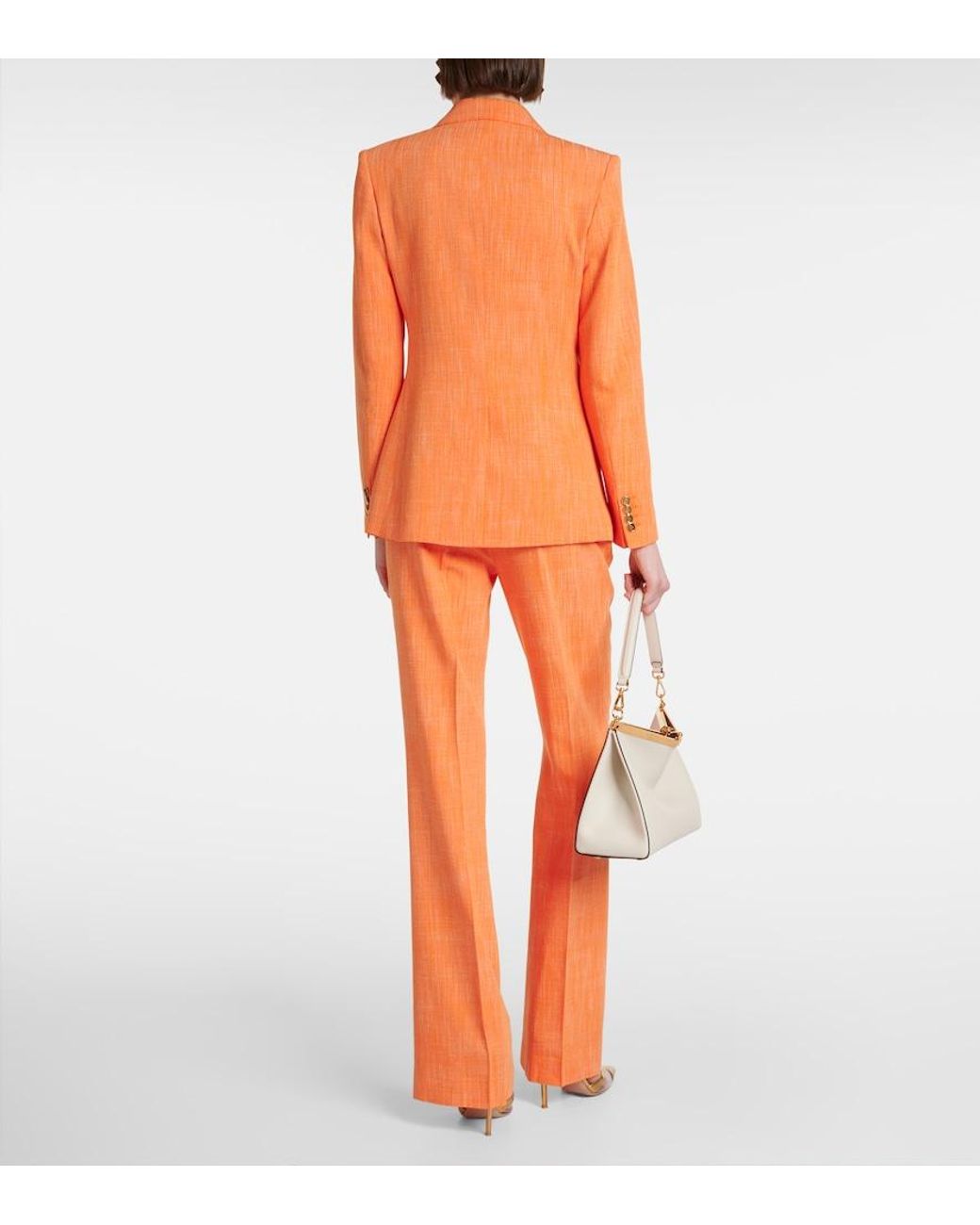 Etro Orange Double-Breasted Blazer